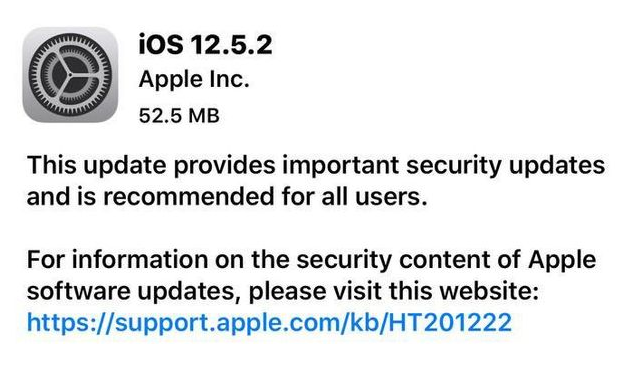 东平苹果手机维修分享iOS12.5.2发布，建议所有老苹果用户安装 